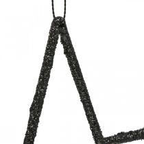 Weihnachtsdeko Stern Anhänger Schwarz Glitter 17,5cm 9St