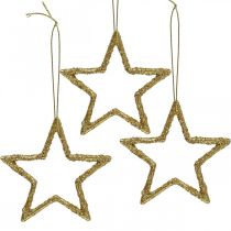 Weihnachtsdeko Stern Anhänger Golden Glitter 7,5cm 40St