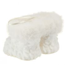 Artikel Stiefel mit Fell Stiefelchen Christbaumschmuck Weiß 7cm 2St