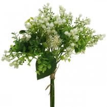 Deko-Blumenstrauß, Kunstblumenstrauß, künstliche Blumen Grün, Weiß L36cm