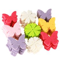 Artikel Streudeko Frühling Schmetterling Blumen 6 Farben 4cm 72 St
