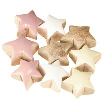 Artikel Streudeko Sterne Holzsterne Rosa Weiß Gelb Ø3cm 9 St