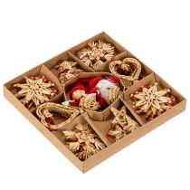 Artikel Strohanhänger Set Weihnachtsbaumschmuck Figuren und Sterne 6cm 30St
