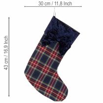 Artikel Nikolausstiefel kariert mit Schleife zum Aufhängen 43cm 2St