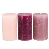 Artikel Stumpenkerzen Set 12 Stück in Berry Tönen, durchgefärbt, 70x120mm - Vielseitige Deko für Zuhause