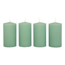 Artikel Stumpenkerzen Grün Smaragd Rillenkerzen 70/130mm 4 St