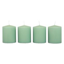 Artikel Stumpenkerzen Grün Smaragd Rillenkerzen 70/90mm 4 St