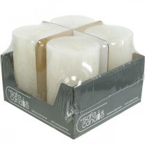 Artikel 4er Set Rustic Stumpenkerzen Wollweiß, 70x110 mm, durchgefärbt, Selbstlöschend - Ideal für Advent & Festdekoration