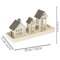 Artikel Lichthaus Set Metall drei Häuser auf Tablett 35cm 1Set