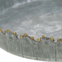 Dekotablett Metall, Tischdeko, Teller zum Dekorieren Silbern/Golden Ø18,5cm H2cm