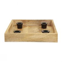 Artikel Kerzentablett Holz Tablett Natur Stabkerzenhalter 24,5cm
