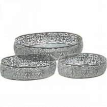 Artikel Dekoschale Metall Oval Muster Grau 25,5/29/34,5cm 3er-Set