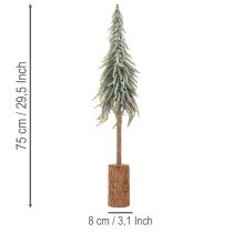 Artikel Tanne künstlich Geeister Deko Baum auf Holzsockel für Winterdeko und Weihnachten 75cm