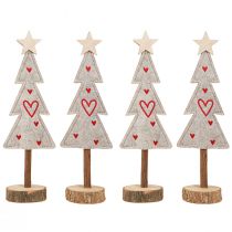 Artikel Tannenbaum aus Filz Deko mit Herzen Grau Rot 28cm 4 St