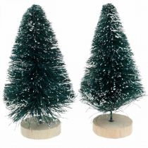 Mini-Tanne beschneit, Winterdeko, Weihnachtsbaum H9,5cm Ø5cm 2St