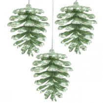 Christbaumschmuck Deko Zapfen Glitter Mint H7cm 6St