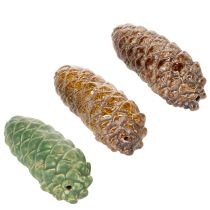 Artikel Tannenzapfen Keramik Dekoration Tischdeko Herbst 14cm 3St