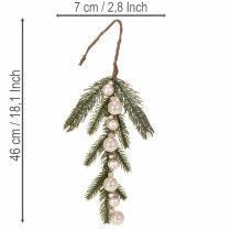 Artikel Künstlicher Tannenzweig mit weißen Mini-Christbaumkugeln 46cm 2St