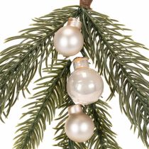 Artikel Künstlicher Tannenzweig mit weißen Mini-Christbaumkugeln 46cm 2St