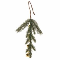 Artikel Künstlicher Tannenzweig mit goldfarbenen Mini-Christbaumkugeln 46cm 2St