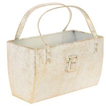 Artikel Metall-Tasche Dekogefäß rechteckig 26cm Gold