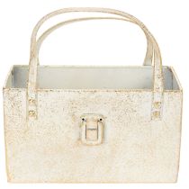 Artikel Metall-Tasche Dekogefäß rechteckig 26cm Gold