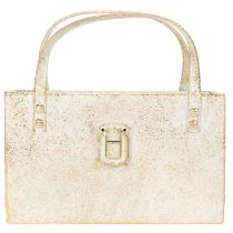 Artikel Metall-Tasche Dekogefäß rechteckig 26cm Gold