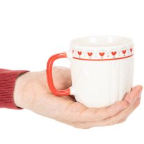 Artikel Kaffeetasse mit rotem Henkel Strickmuster und Herz Dekor Keramik 9cm 2St