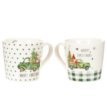 Artikel Kaffeetasse Merry Christmas Weihnachtsauto Motive Keramiktasse 10cm 2St