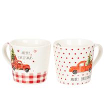 Artikel Weihnachtstasse mit Auto und Tannenbaum Keramiktassen 10cm 2St