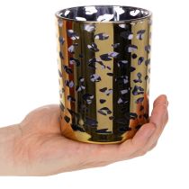 Artikel Windlicht Glas Leopardenmuster für Tischdeko 12cm