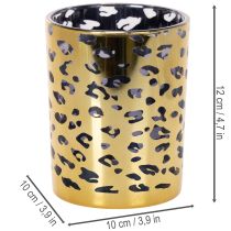 Artikel Windlicht Glas Leopardenmuster für Tischdeko 12cm