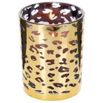 Artikel Windlicht Glas Leopardenmuster für Tischdeko 12cm