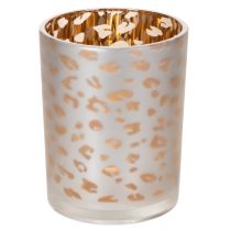 Artikel Windlicht Glas mit Leopardenmuster für Teelicht 12cm