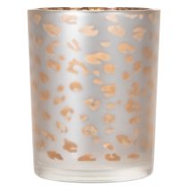 Artikel Windlicht Glas mit Leopardenmuster für Teelicht 12cm