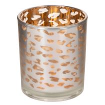 Artikel Windlicht Glas Leopardenmuster zweifarbig 8cm