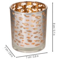 Artikel Windlicht Glas Leopardenmuster zweifarbig 8cm