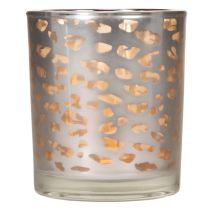 Artikel Windlicht Glas Leopardenmuster zweifarbig 8cm