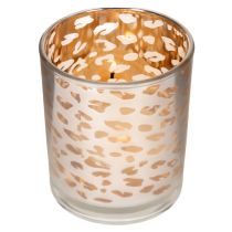 Artikel Windlicht Glas Leopardenmuster zweifarbig 8cm