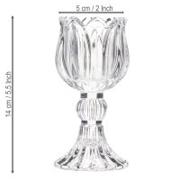 Artikel Kerzenhalter aus Glas im Blumenmuster für elegante Tischdekoration 14cm 2St
