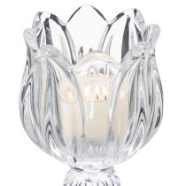 Artikel Kerzenhalter aus Glas im Blumenmuster für elegante Tischdekoration 14cm 2St