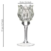 Artikel Teelichthalter Glas dekorative Blumenform für stilvolles Ambiente 17cm