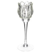 Artikel Kerzenhalter Glas Blume für elegantes Tischdeko Event und Hochzeit 22cm