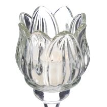 Artikel Kerzenhalter Glas Blume für elegantes Tischdeko Event und Hochzeit 22cm