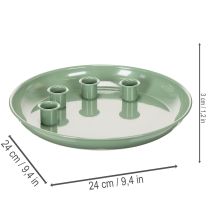 Artikel Kerzenteller Adventskranz grün mit vier Kerzenhaltern 24cm
