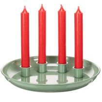 Artikel Kerzenteller Adventskranz grün mit vier Kerzenhaltern 24cm