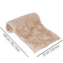 Artikel Tischläufer Beige mit Kunstfell Oberfläche als Fellband 24x140cm