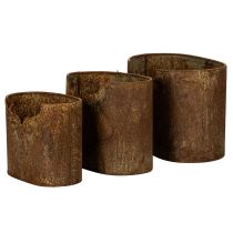 Artikel Pflanzgefäß Hirsch Metall oval Rost rustikal 3er-Set 24cm