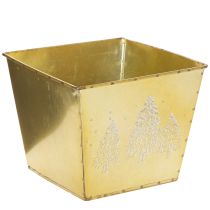 Artikel Pflanzgefäß Metall mit glitzerndem Tannenmotiv 18cm