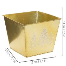 Artikel Pflanzgefäß Metall mit glitzerndem Tannenmotiv 18cm